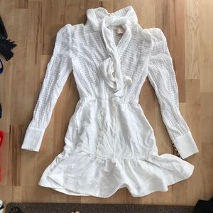 Keepsake White Linen Long Sleeved Dress Size 4